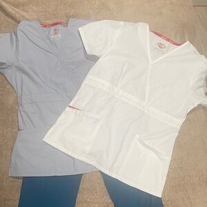 Dickies ScubsV-Neck Tops - White and Gray Dickies bottom teal